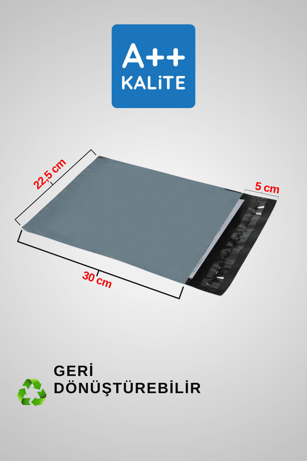 Kargo Poşeti Cepsiz 80 Mikron 22,5 x 30 Cm + 5 Cm