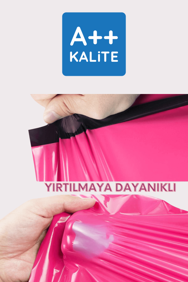 Renkli Pembe Kargo Poşeti 80 Mikron 45 x 57 Cm + 5 Cm - Görsel 3