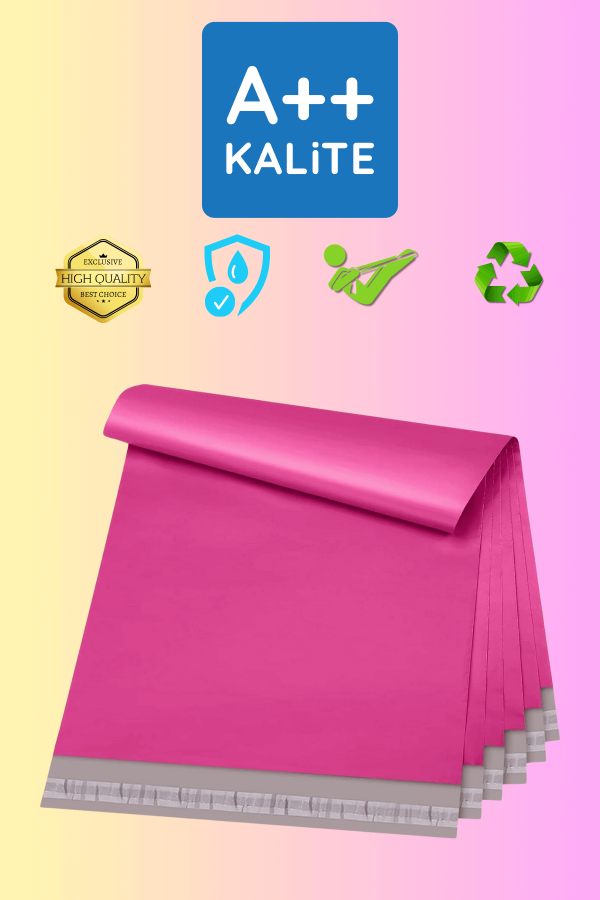 Renkli Pembe Kargo Poşeti 80 Mikron 45 x 57 Cm + 5 Cm - Görsel 5