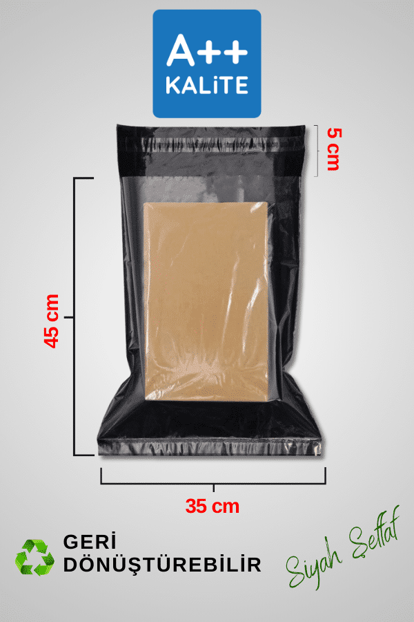 Şeffaf Kargo Poşeti 80 Mikron 35 x 45 Cm + 5 Cm